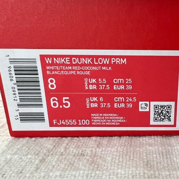 NEW! NIKE DUNK Low Premium women’s dunks • team red/coconut milk/white | SIZE W8 - Picture 3 of 15